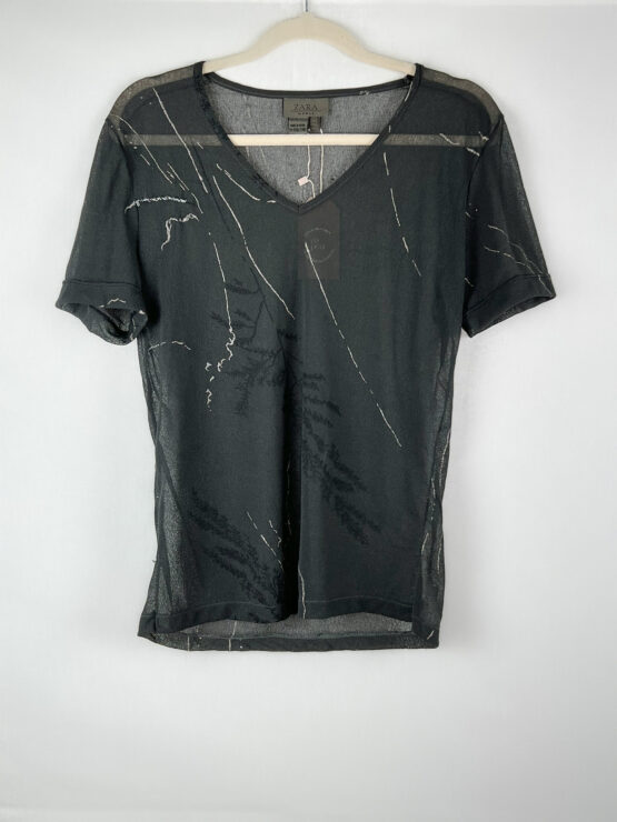 Blusa- Gola -V -Transparente -CINZA - Tamanho -M - ZARA-repeat-Poa (1)