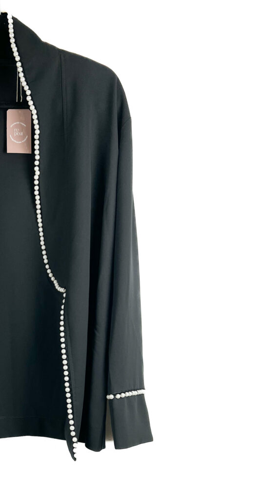 Casaco -Blazer -De -Tecido- Com- Pérolas -PRETO - Tamanho- 42 - AMARO-repeat-poa (1)