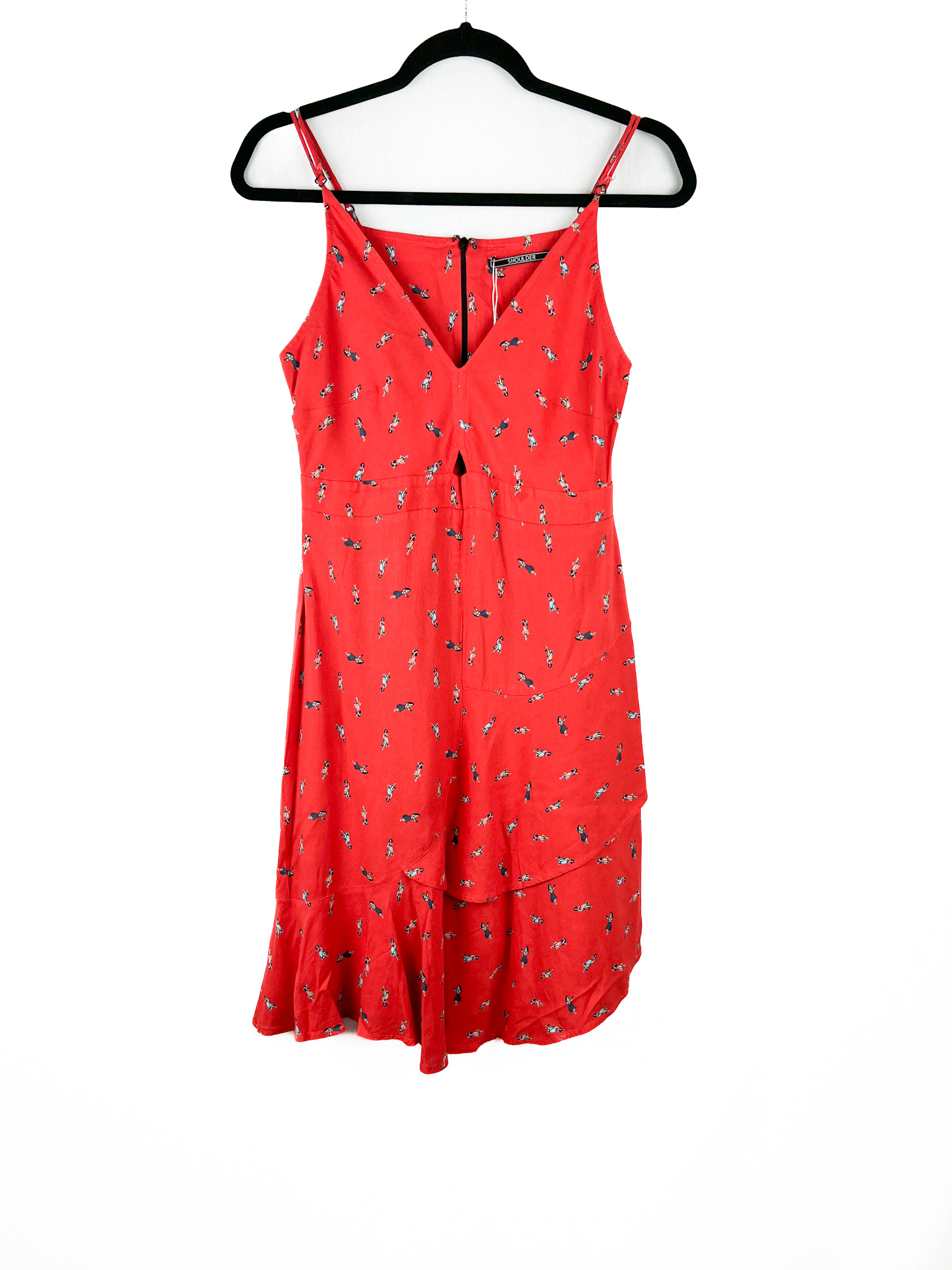 Vestido -Curto -Estampado -VERMELHO - Tamanho -36 - SHOULDER-repeat-poa (1)