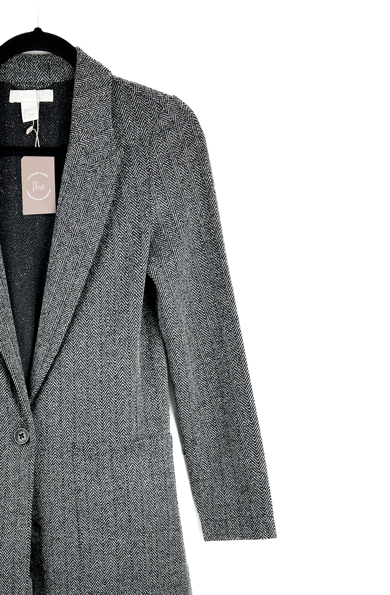 Blazer -CINZA - Tamanho -34 - H&M - Repeat -Poa (2)