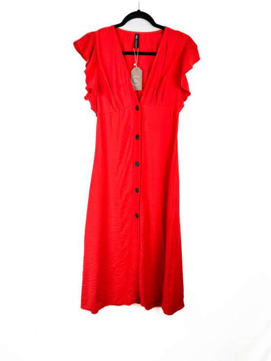 Vestido -Midi -Gola- V -VERMELHO - Tamanho -P - ZARA - Repeat-poa (2)