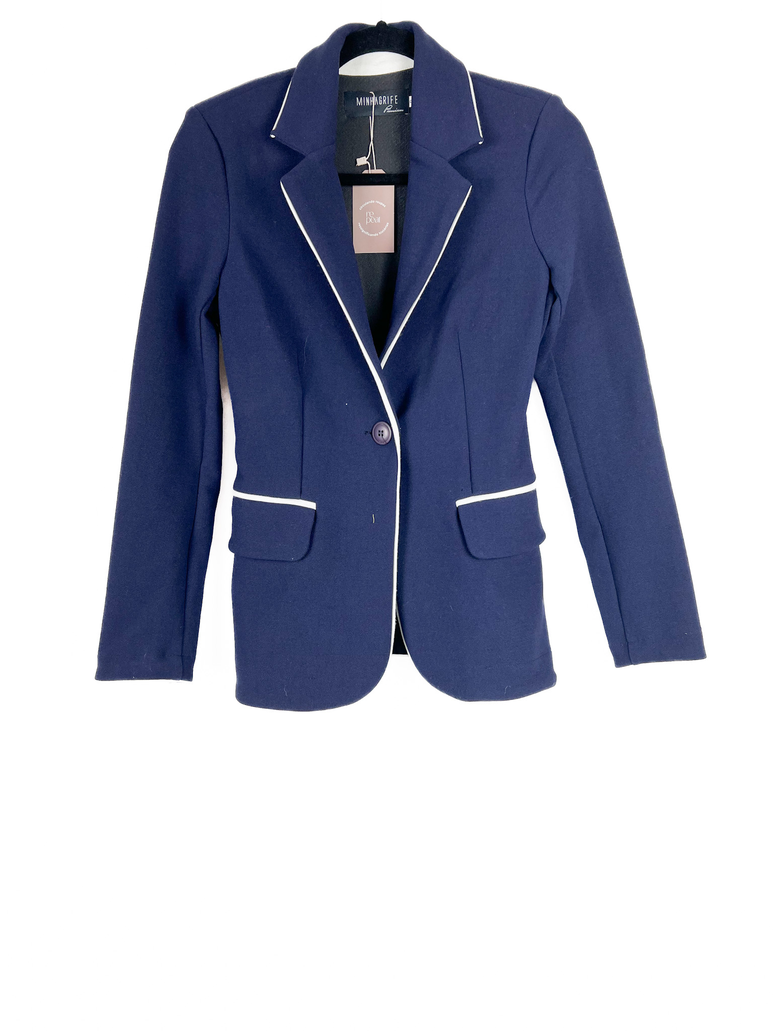 Blazer -AZUL -MARINHO - Tamanho -P - MINHA -GRIFE- Repeat -Poa (2)