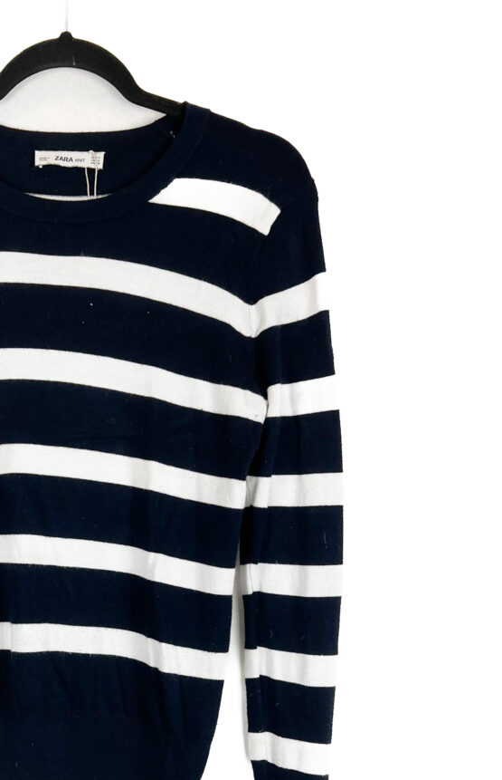 Blusa- Manga- Longa -Listrada -AZUL -MARINHO - Tamanho- M - ZARA-repeat-poa (2)