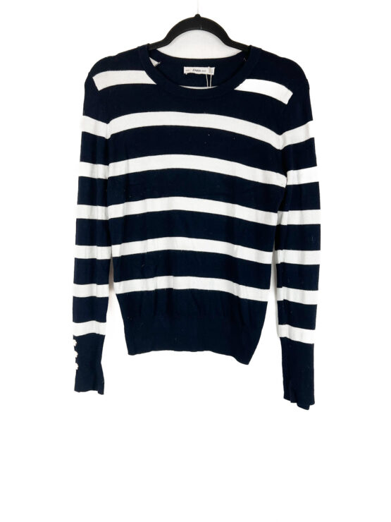 Blusa- Manga- Longa -Listrada -AZUL -MARINHO - Tamanho- M - ZARA-repeat-poa (2)