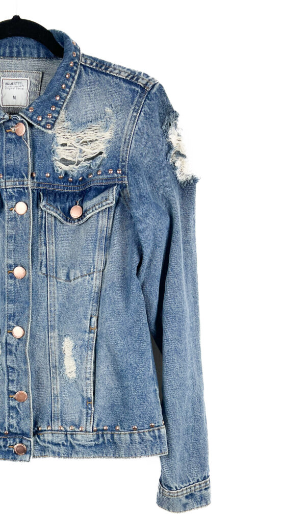 Jaqueta -Jeans -Rasgada - Tamanho -M - BLUESTEEL - Repaet -Poa (1)