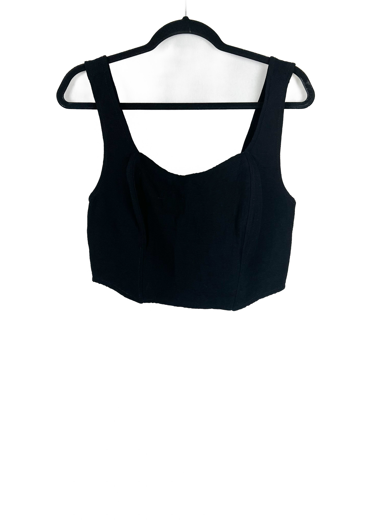 Top -Cropped -Texturizado -PRETO - Tamanho -38 - SHOULDER-repeat-poa (1)