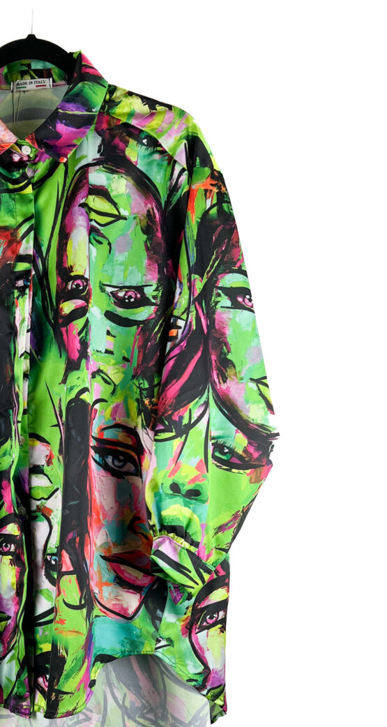 Camisa -Estampa- Rosto- COLORIDO - Tamanho -G- MADE -IN -ITALY-repeat-poa (1)