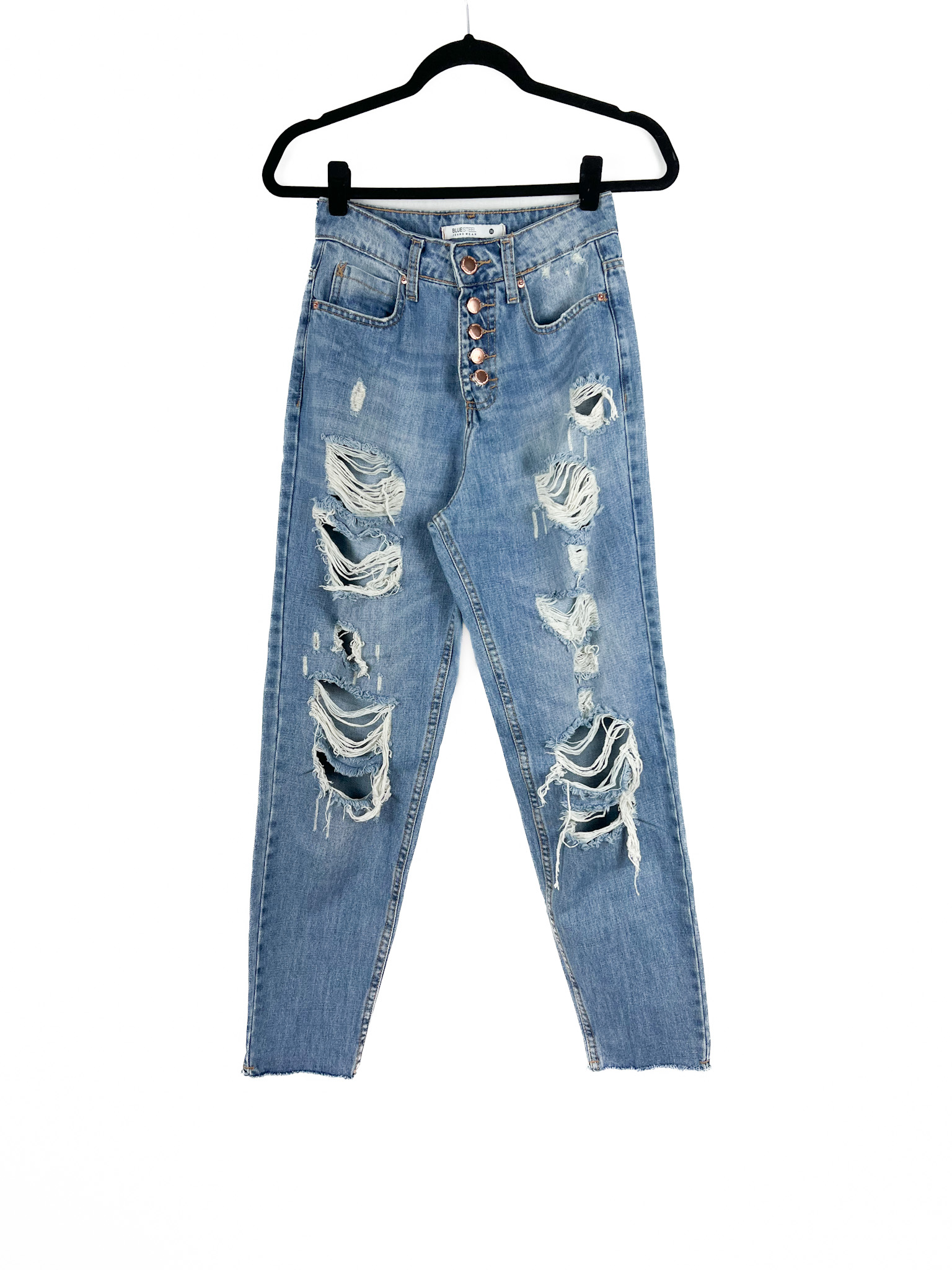 Calça -Jeans- Mom- com -Rasgo - Tamanho -36 - BLUESTEEL-repeat-poa (2)