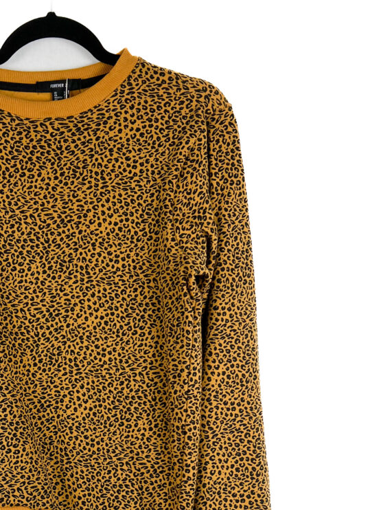 Moletom -Careca -Animal -Print- MOSTARDA -Tamanho -P- Forever -21-repeat-poa (2)